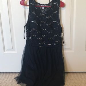 Navy Blue Sequin Homecoming Dress